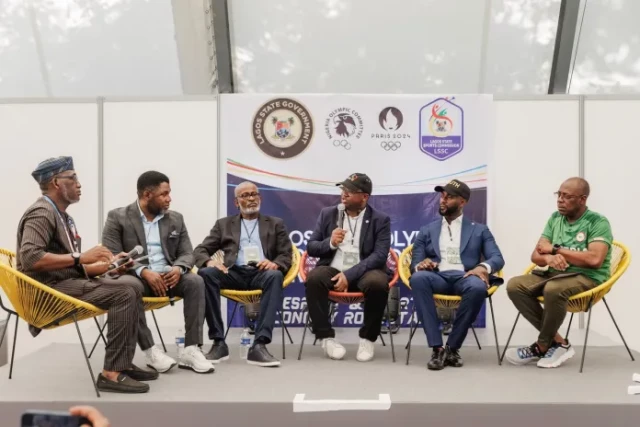 Picture of Discussion  panel session comprising the  Président France E-Sports,Désiré Koussawo;  philanthropist and sports aficionado,Lekan Ajisafe;  Chairman Lagos State House of Assembly Committee on Sports, Abiodun Orekoya;  Commissioner for Youth and 